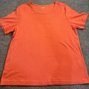 Blaire Top Damen Large Orange Einfarbig Kurzarm Stretch - Bild 1 von 8