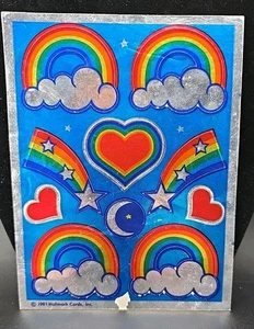 Vintage 80er Aufkleber Punze Folie Regenbogen 1981 VOLLBOGEN Razzle Dazzle - Bild 1 von 3