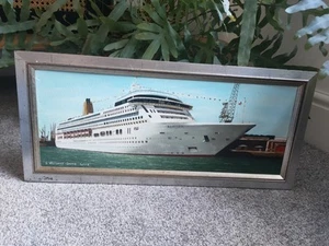 Dipinto olio originale della nave da crociera P&O L'aurora pezzo molto bello - Foto 1 di 6