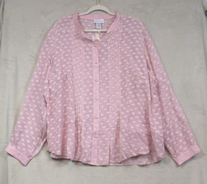 Soft Surroundings Womens Sheer Silk Blend Shirt 2X Pink Polka Dot with Tank-top - Picture 1 of 10
