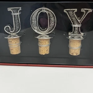 Weihnachten Weinflasche Korken Stopfen JOY Holiday Deko Godinger Neu im Karton 3 Stück Geschenk - Bild 1 von 8