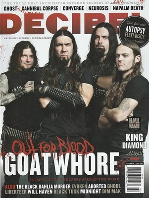 Decibel Rock Mag Feb 2012 GOAT WHORE-KING DIAMOND-CANNIBAL CORPSE-NAPALM DEATH Foto 1 de 2