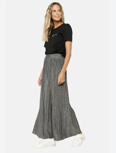 Endless Rose Silver Metallic Wide Leg Trouser Pants - Picture 1 of 5