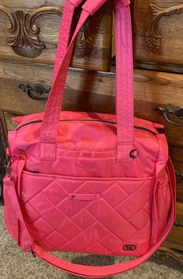 Lug Saunter Quilted Front Weekender Travel Tote Bag ~ Powerful Pink - Image 1 of 4
