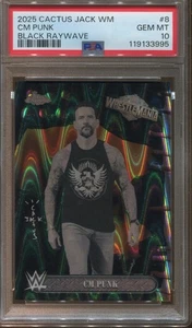 2025 CM Punk Topps Chrome WWE Cactus Jack Wrestlemania BLACK RAYWAVE 4/10 PSA 10 - Picture 1 of 2