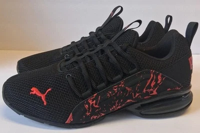 Puma Axelion Escape Boys Size 6.5C Black Red Sneakers Youth Running Shoes  - Image 1 of 4