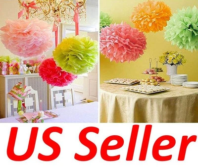 10 piezas pompones de papel de seda bolas de flores decoración de boda fiesta baby shower Foto 1 de 4