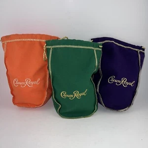 Lot Of 3 Crown Royal Bags Mixed Orange Green Purple 9” 750ml - Picture 1 of 7