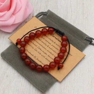 RED CARNELIAN Bracelet Adjustable Handmade + Gift Bag Crystal Gemstone 6/8mm. - Picture 1 of 12