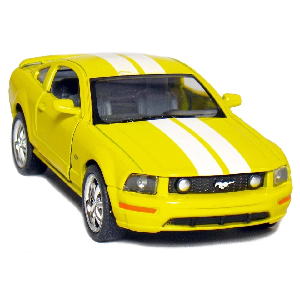 New 5" Kinsmart 2006 Ford Mustang GT Stripes diecast model toy car 1:38 Yellow - Image 1 of 1