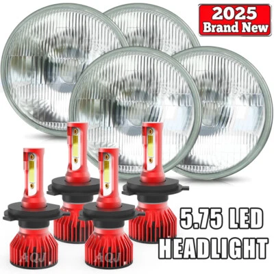 5.75 5-3/4 Round LED Headlights 4PC For Cadillac/DeVille Eldorado 1962-1974 - Image 1 of 4