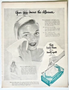 1949 POND's Tissues Vintage Ad 14x11" Beautiful Woman Referencing WW2 Shortages - Bild 1 von 1