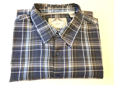 Camisa para hombre 3XLT manga larga tela ligera azul a cuadros de Bruno nueva sin etiquetas Foto 1 de 4