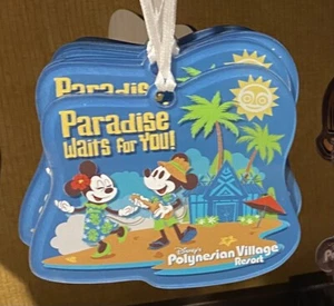 2023 Disney Parks Polynesian Resort Mickey & Minnie Mouse Acrylic Ornament NEW - Picture 1 of 2
