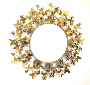 Gold Butterfly Wall Mirror | Stressed Antique 53cm - Picture 1 of 3