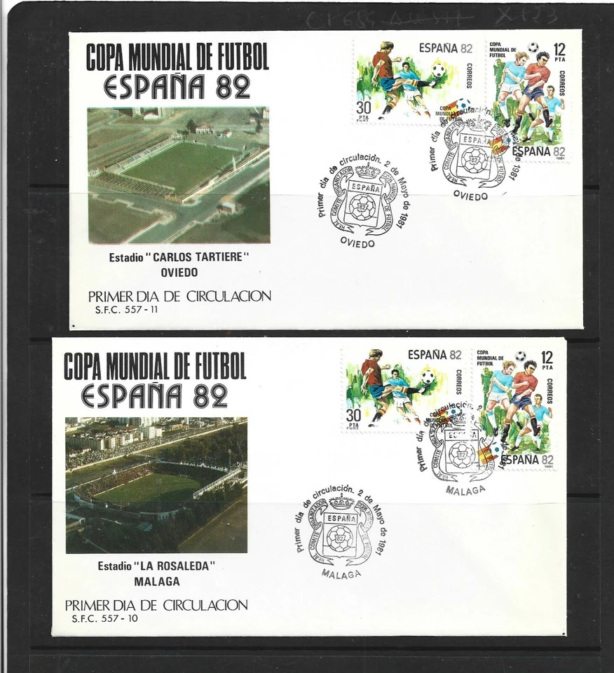 Mundial Futbol España 82 Sedes Málaga y Oviedo Sobres 1º Día año 1981 (FG-574) - Imagen 1 de 1