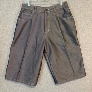 Y2K Vintage Men's Silver Metallic Shorts Denim Jorts Baggy 32 Streetwear - Picture 1 of 9