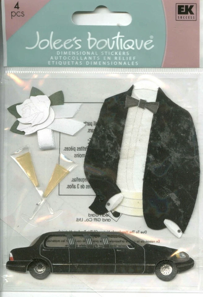 Pegatinas de Jolee's GROOM Esmoquin Limusina Boutonniere Champagne Toast  Foto 1 de 1