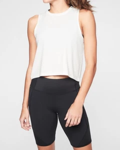 Tank Athleta Studio Crop bianco taglia Large L #232570* nuovo con etichette - Foto 1 di 2