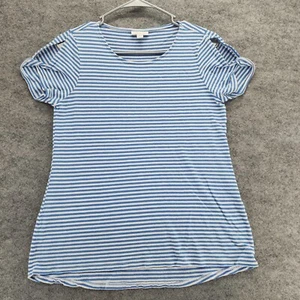 J Jill Shirt Damen Small Love Leinen Kurzarm blau gestreift - Bild 1 von 6