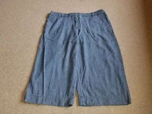 Womens Pants-TALBOTS-blue linen blend chambray high rise wide-leg cropped-16P - Picture 1 of 4