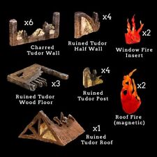 Dwarven Forge PAINTED TR-P Tudor Ruins Add-On Pack D&D City Town Village Fire