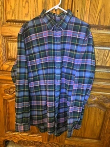 LANDS END Mens shirt XL / T Flannel plaid blue red green red - Picture 1 of 9