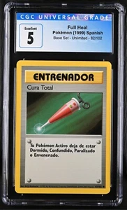 Pokémon Full Heal 82/102 Juego Base Español Ilimitado 1999 CGC 5 - Imagen 1 de 2
