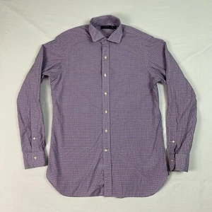 Polo Ralph Lauren mens Button Shirt 15.5 Purple plaid  stretch long sleeve 39 - Picture 1 of 17
