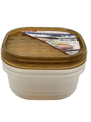 CASA 3 pcs Rectangular Food Keeper/ Containers Storage Airtight Lid - Brown - Image 1 of 4