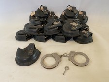 Ex Police Issue Hiatt Handcuffs & Leather Pouch GENUINE Vintage Chain Cuffs