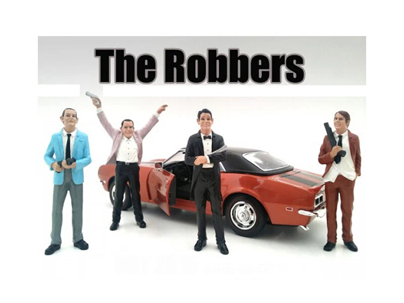 The Robbers 4 Pc Figure Set 1/18 Scale Diecast CARZ Diorama - Image 1 of 1
