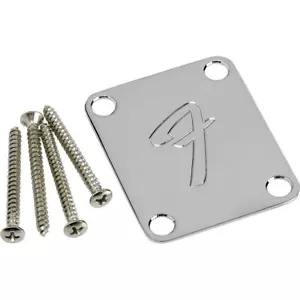 Fender 70's Vintage-Style 4-Bolt Neck Plate with "F" Logo, Chrome - Picture 1 of 1