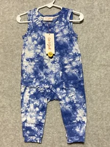 Baby Cat and Jack 6-9 months Blue Tie Dye Henley Romper One Piece - Picture 1 of 8