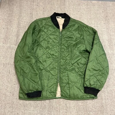 Vintage Sear Quilted Puffer Jacket Mens Large Green 1960s Army Liner - Image 1 of 4