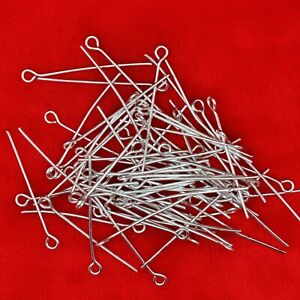 300 × 30mm Silver Plated Eye Pins Eyepin Jewellery Craft Findings