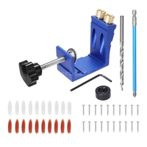 47X Pocket Hole Jig Kit Dowel Drill Joinery Screw Carpenters Woodwork Angle Hot - Picture 1 of 11