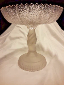 Vintage Tree Of Life Compote-Hobbs Brockunier Frosted & Clear EAPG w/ Hand Stem - Picture 1 of 8