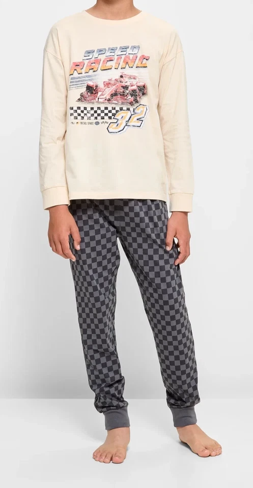 Мальчики размер 12 скорость гонки автомобилей царапины хлопок середины сезона пижамы цель новый 251 - Изображение 1 из 4