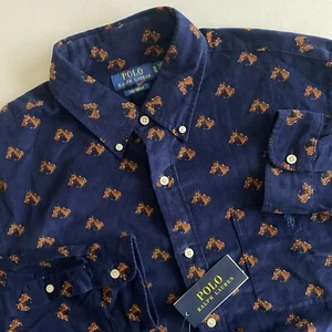 Polo Ralph Lauren Corduroy Horses Shirt Mens XL Equestrian Lightweight Button Up - Picture 1 of 14