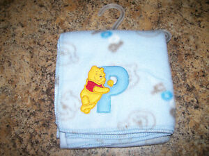 Disney Winnie the POOH Blue Receiving Baby Blanket Security 30 x 30 New