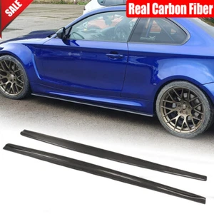 For BMW 1 Series E82 1M Coupe 11-18 Real Carbon Side Skirt Extension Lip Spoiler - Picture 1 of 12