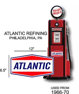 (ATLA-3) 12" 1933-66 ATLANTIC GASOLINA ACEITE CALCOMANÍA VINILO LATA BOMBA DE GAS LUBRICANTE - Imagen 1 de 1