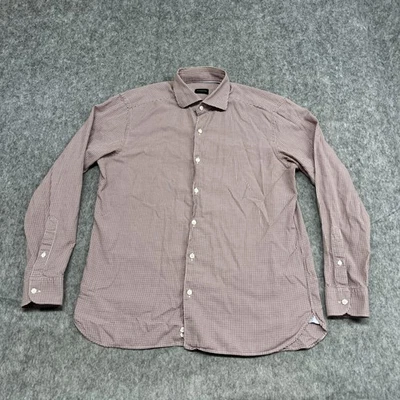 Camisa Ermenegildo Zegna Para Hombre Grande Roja Blanca Patrón a Cuadros Botón Delantero Preppy Foto 1 de 4