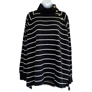 Sudadera túnica J.Crew para mujer a rayas ancho cuello con botones talla extra grande - Imagen 1 de 9