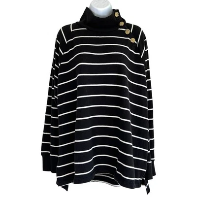 J.Crew Womens Striped Wide Button-Collar Tunic Sweatshirt Size Extra Large - Image 1 of 4