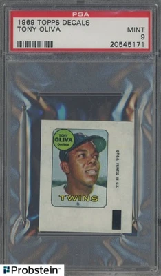 Calcomanías Topps 1969 béisbol Tony Oliva Minnesota Twins Salón de la fama PSA 9 como nuevas Foto 1 de 2