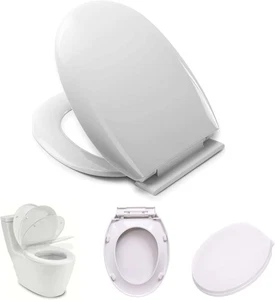 Soft Close Toilet Seat Oval Shaped Easy Top Fix Antibacterial Bathroom Loo Seat - Picture 1 of 7