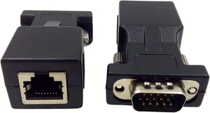 Halokny Adaptateur Extender VGA Over Ethernet, VGA 15 Broches Mâle vers CAT5 CAT6 RJ45 Fe - Photo 1/12