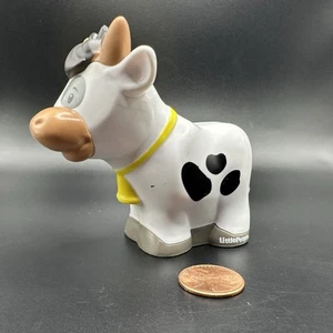 Fisher Price Little People Farm Black White Spotted Cow w/ Yellow Bell - Picture 1 of 5